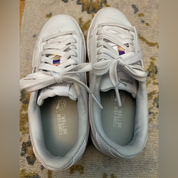 Puma Jada Halo Big Kids white platform sneakers size 4 Holographic - Picture 7 of 7